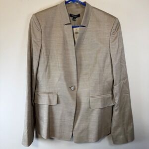 Ann Taylor Blazer Womens 8 Champagne Gold NEW Silk Wool Blend Single Button Coat